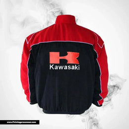 Kawasaki F1 Inspired Motorcycle Jacket Red Black Racing Style