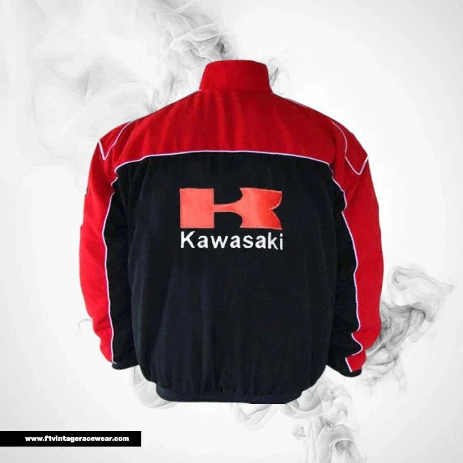 Kawasaki ZX6R F1 Inspired Motorcycle Jacket Red Black Racing Style