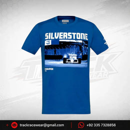 Ayrton Senna F1 Silverstone Circuit Graphic T-Shirt - Blue
