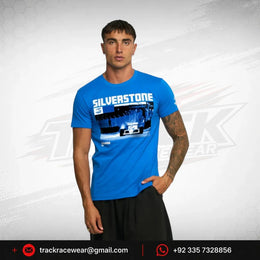 Ayrton Senna F1 Silverstone Circuit Graphic T-Shirt - Blue