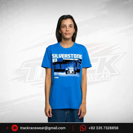 Ayrton Senna F1 Silverstone Circuit Graphic T-Shirt - Blue