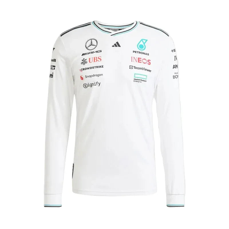 Mercedes-AMG F1 adidas 2025 Authentic Long Sleeve Driver T-shirt white